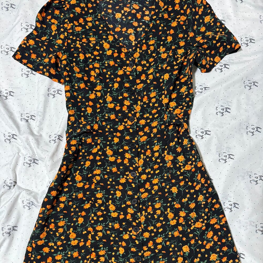 Commense Floral Slit Midi Dress